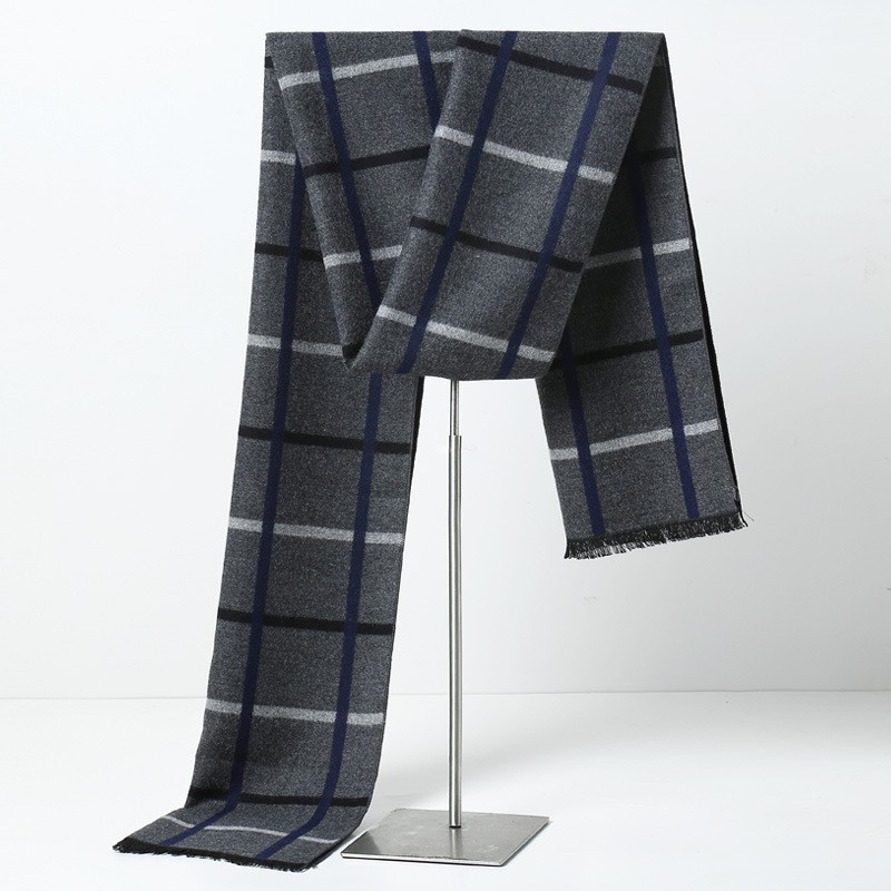 Muffler Men Wool - 디자이너 브랜드 체크 남성 스카프 겨울용