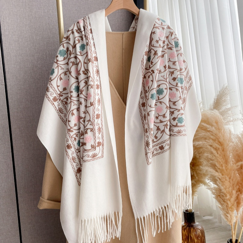 2025 신상 자수 캐시미어 스카프 여성 겨울 숄 랩  - Woven Scarf Blanket 리뷰 및 가격