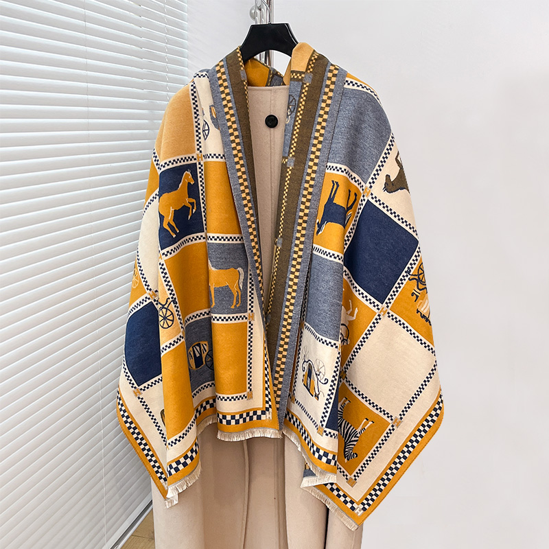 럭셔리 따뜻한 판초 캐시미어 겨울 여성 스카프 말 프린 - Woven Scarf Blanket 리뷰 및 가격