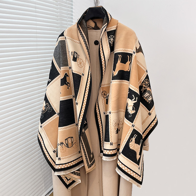 럭셔리 따뜻한 판초 캐시미어 겨울 여성 스카프 말 프린 - Woven Scarf Blanket 리뷰 및 가격